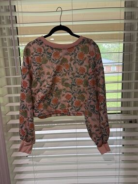 Floral Pink Cropped Sweatshirt